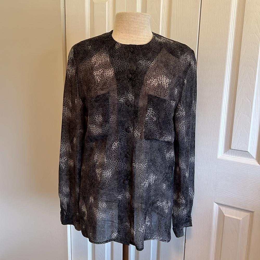 Doncaster Button Down Black And Gray Leopard Prin… - image 1